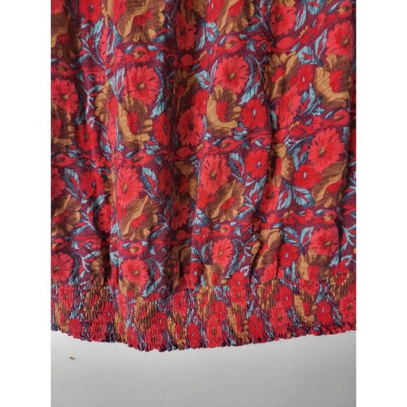 Lucky Brand Long Sleeve Top Small Womens Boat Neck Red Floral Print Pullover - Picture 6 of 8